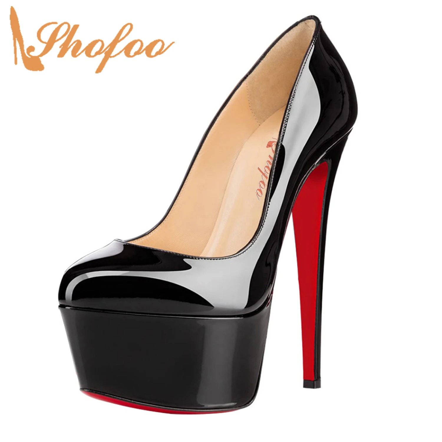 G Aktiver initial Black Red Sole Women Round Toe High Heels Platform Stiletto Slip On Pumps  Lady Wedding Party Sexy Classic Shoes Large Size 15 16 - Pumps - AliExpress