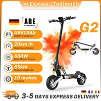 Trottinette électrique TODIMART G2-ZX 10 pouces pour adultes, moteur 500W, 48V 13Ah, autonomie 40-60 km, trottinette électrique pliable avec double freinage, certifiée ABE 1