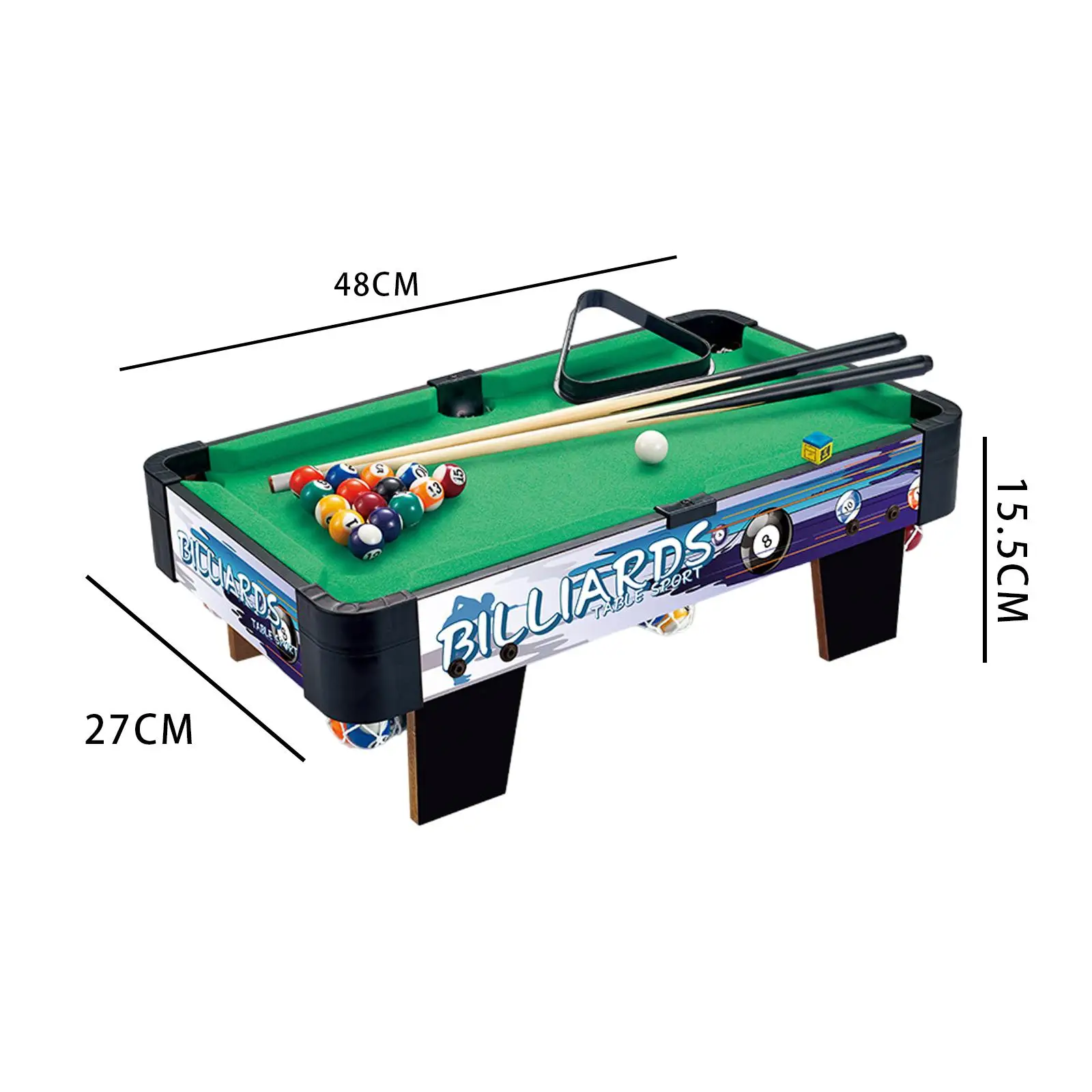 Billiard Pool Set Desktop Snooker 15 Colorful Balls, 1 Cue Ball Leisure Game Toy Small Tabletop Billiards for Home Office Use