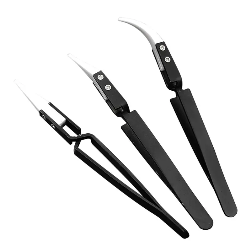 3 Pcs Stainless Steel Ceramic Tweezers Reverse Tweezers for Electronic Equipment Drop Shipping image 1