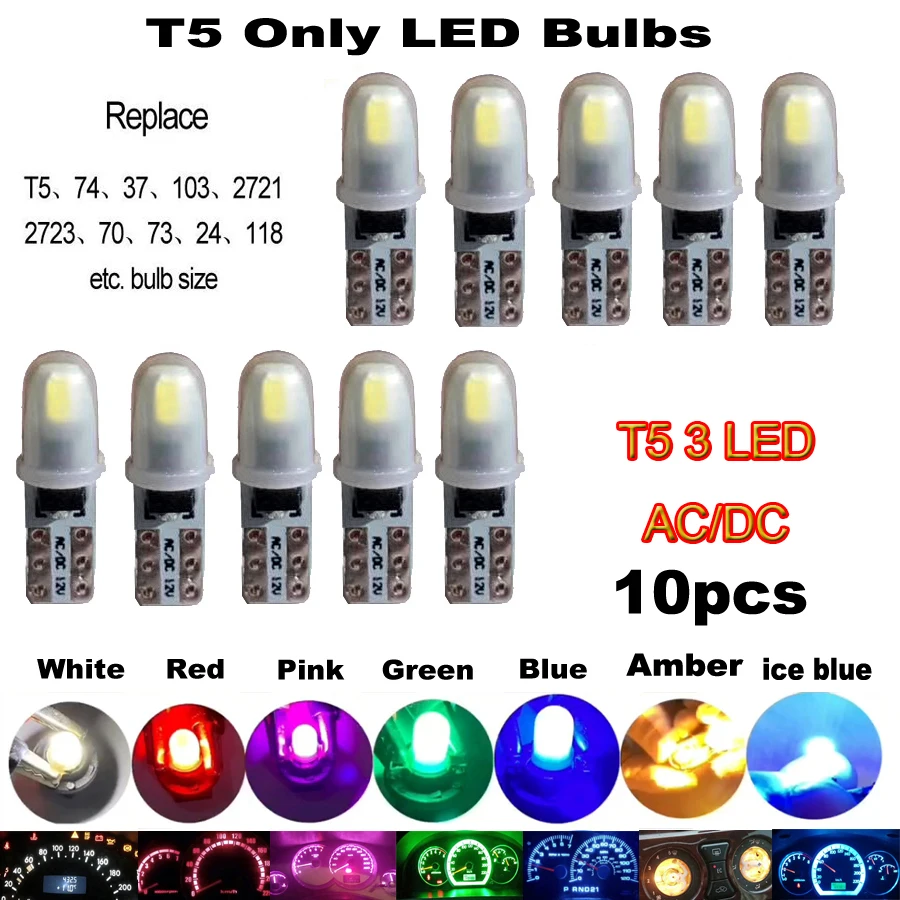 รูปสินค้า แผงไฟ LED รถยนต์ 10 ดวง สีขาว ฟ้า แดง