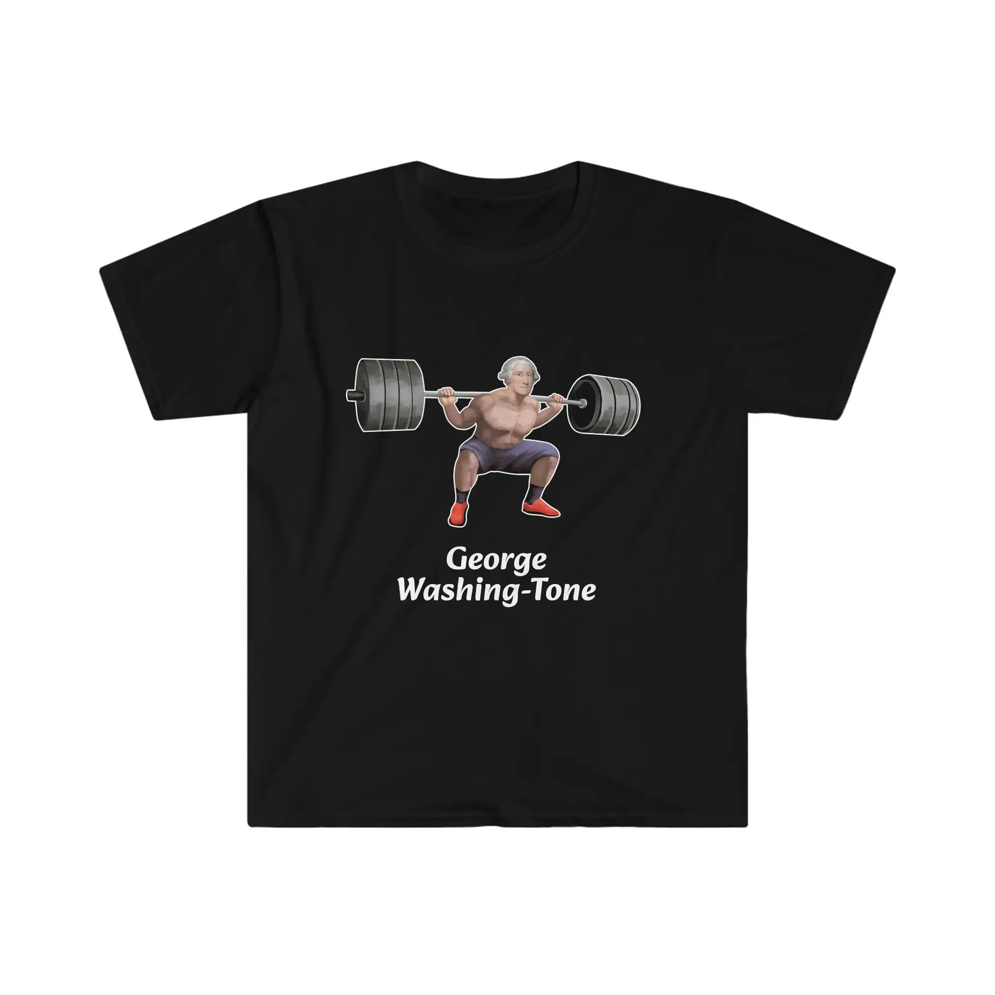 Maglietta Softstyle Powerlifting Divertente Tono Lavaggio George Washington