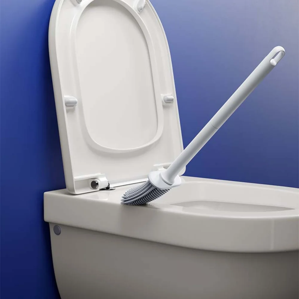 Upgrade spazzola per la pulizia della toilette in Silicone spazzola a setole morbide a testa piatta con supporto flessibile senza spazzola per la pulizia del Wc morto bagno
