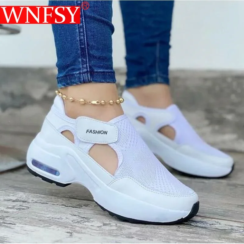 

Кроссовки Wnfsy Женские однотонные на платформе, дышащие, на плоской вулканизированной подошве, повседневная обувь, большие размеры