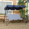 Porch Swing Hammock Bench Lounge Chair Steel 3-Seat Padded Outdoor W/ Canopy 2
