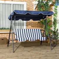 Porch Swing Hammock Bench Lounge Chair Steel 3-Seat Padded Outdoor W/ Canopy 2
