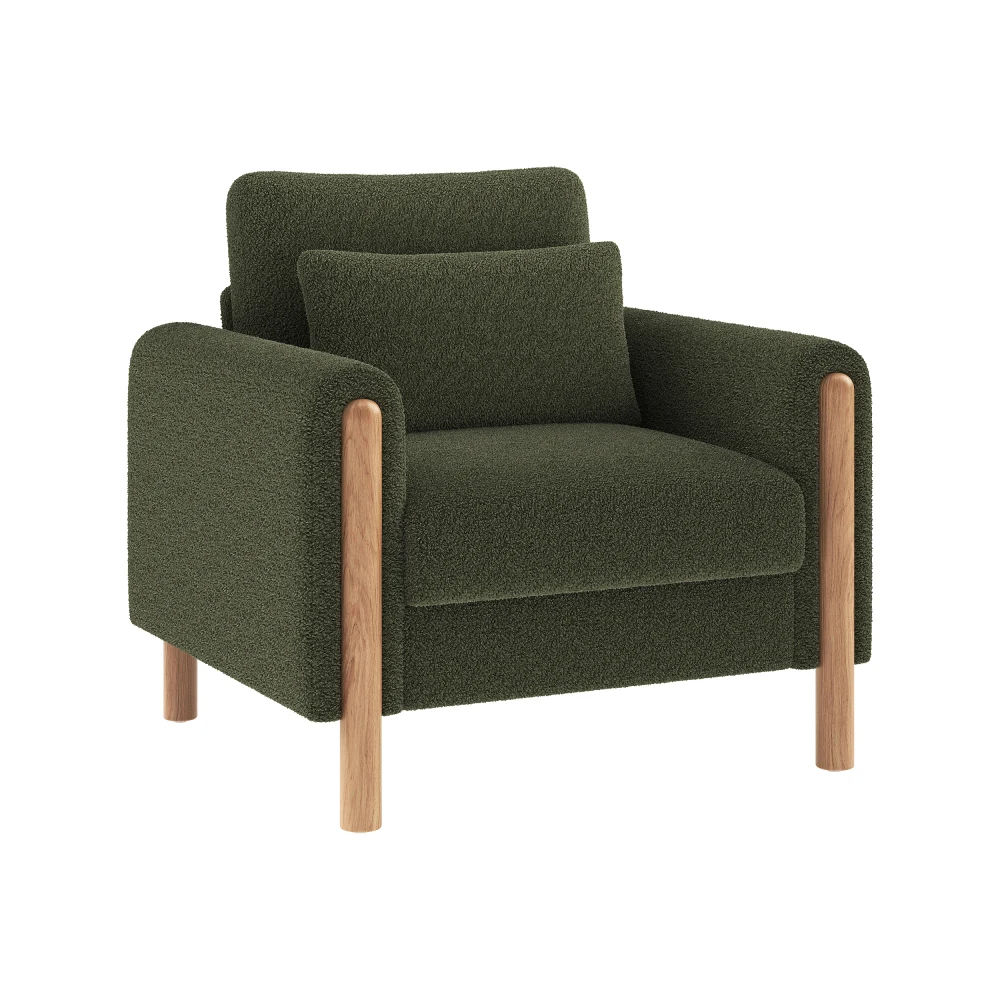 Bequemer, moderner Einzelsessel mit dickem Kissen und weicher Polsterung zum Entspannen im Wohnzimmer – Detail 24