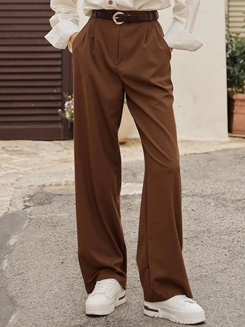 Suit Pants For Women Wide Leg Pants Elegant Ladies Work Clothes Business  Pants Tailored Women Trousers Pantalon Sastre Mujer - AliExpress