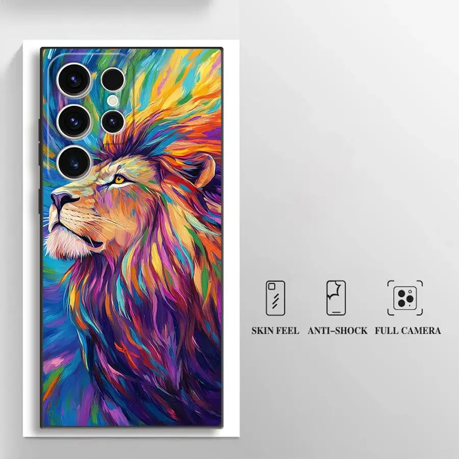 Black Soft Shell Case with Colorful Anime Lion Design