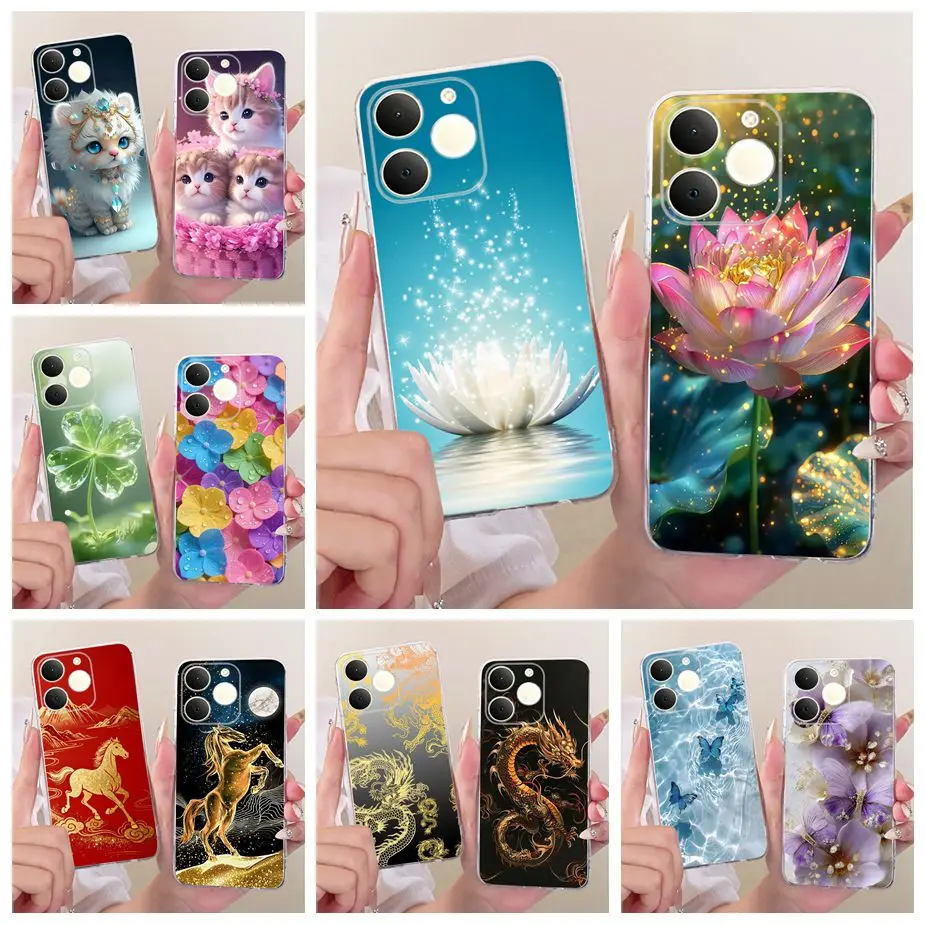 Luxury Lotus Painted Soft Silicone Case - Elegant Protective Cover