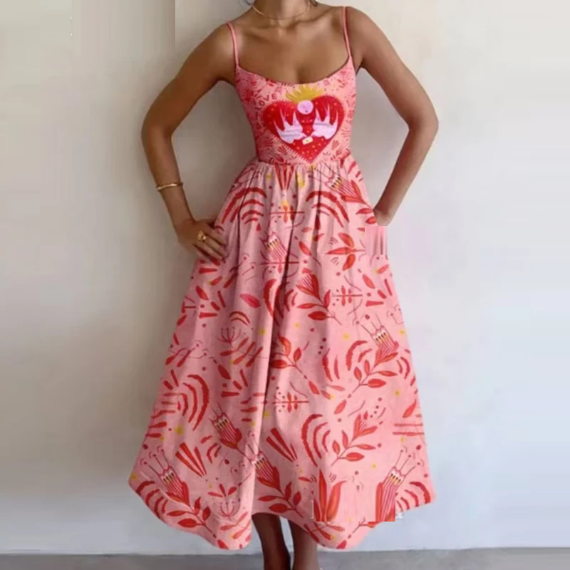 Women Summer Fashion Sexy Style Suspender Long Dress Backless A-Line Elegant Party Vacation Dresses New High Waist Evening Dress 3