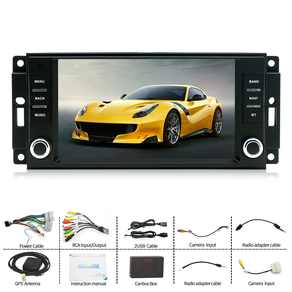 Reproductor Multimedia para coche JEEP Grand Cherokee Liberty Wrangler Chrysler, Perillas duales de 7 pulgadas, Radio Android, 2-32GB, Carplay, GPS, WiFi 6