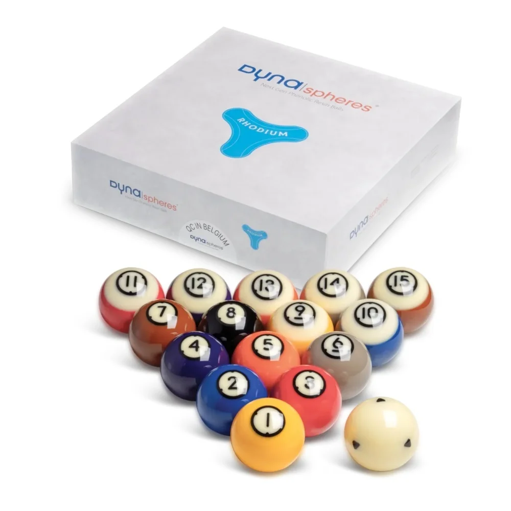 DYNASPHERE Phenolic Resin Billiard Pool Ball Palladium/Rhodium/Tungsten/Vanadium 57.2mm Set