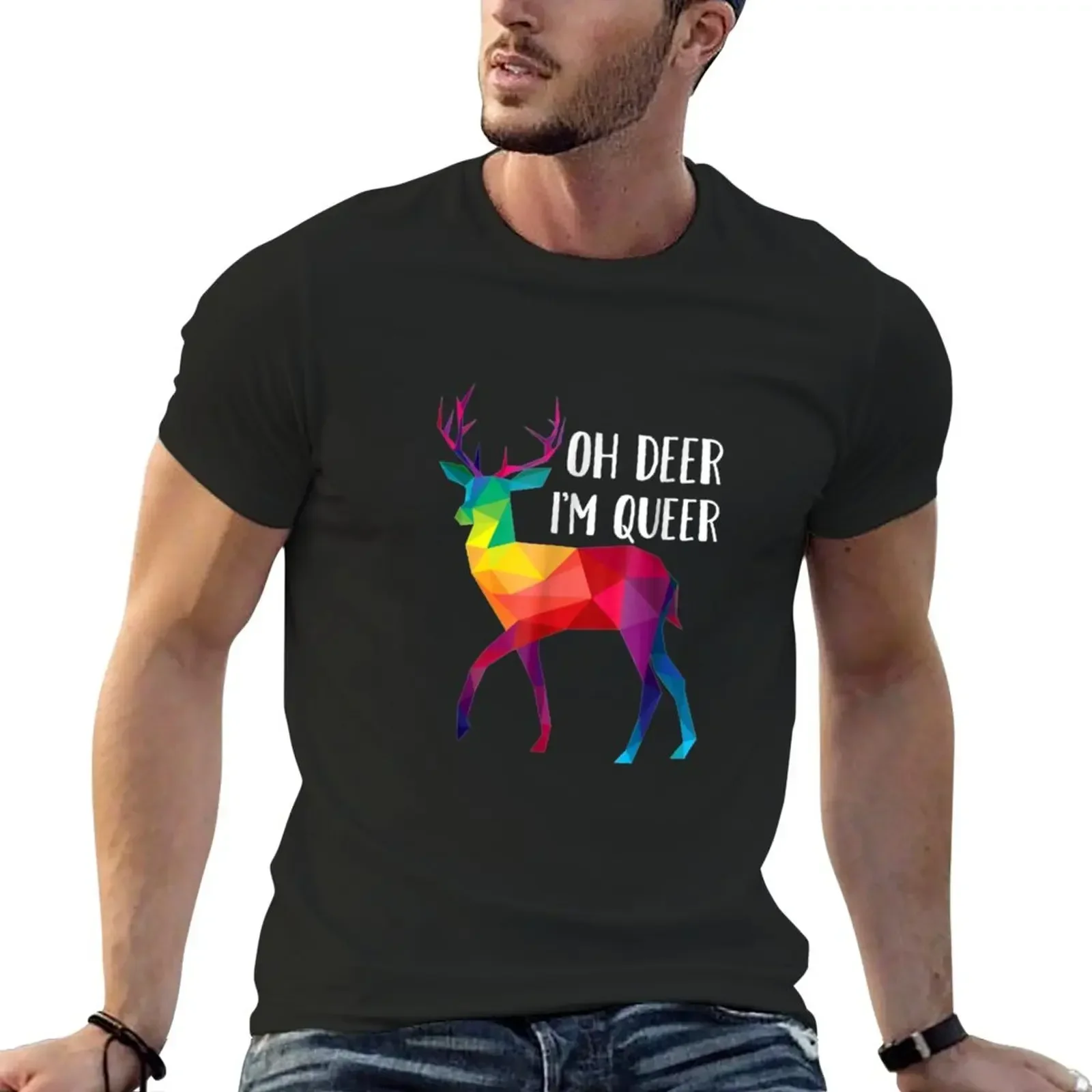 

Мужская футболка с надписью Oh Deer I'm QueerFunny, ЛГБТ, ЛГБТ, тяжелая модная футболка 2024