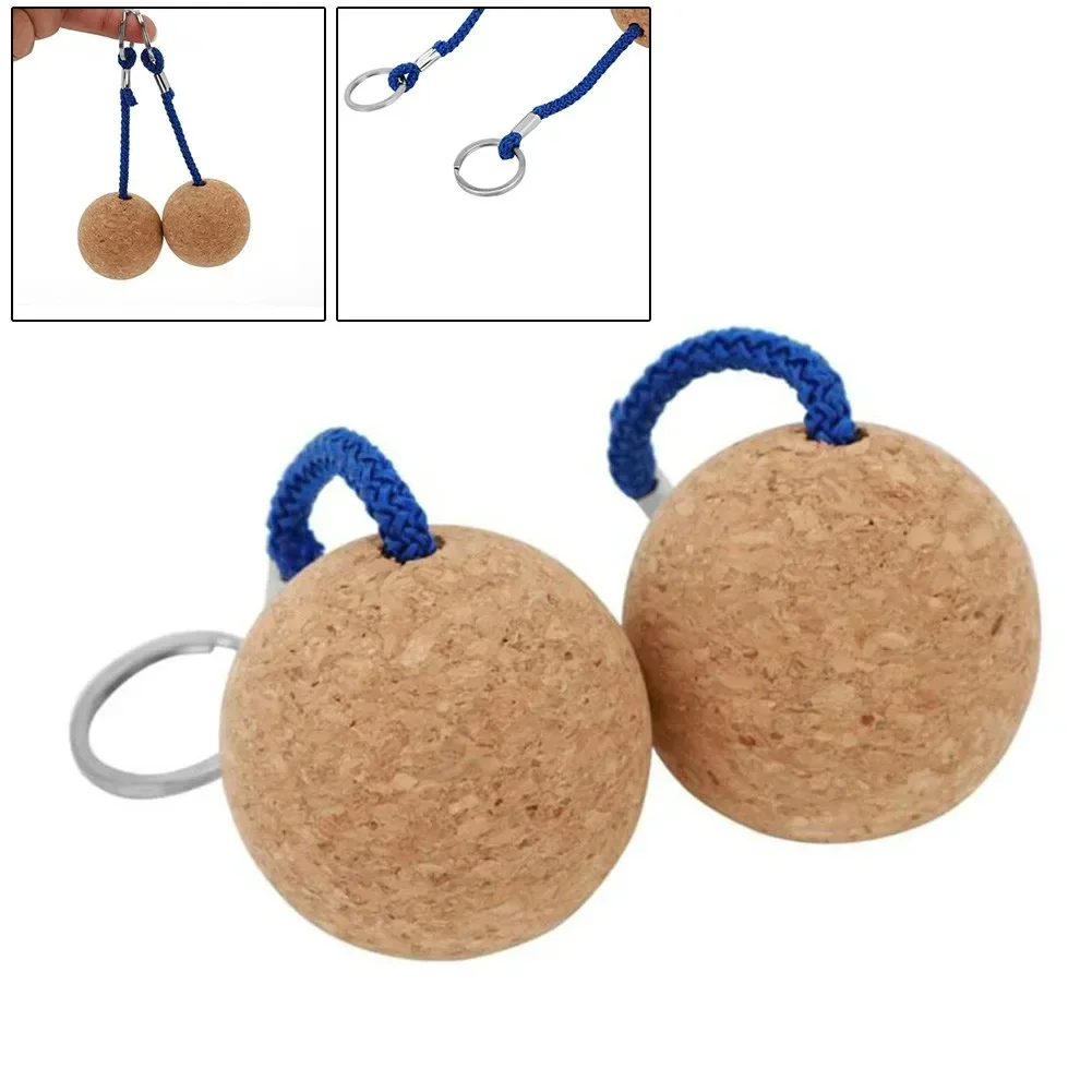 2Pcs 코르크 볼 플로팅 키 체인 라운드 50MM 플라스틱 펜더 부력 키 링 보트 세일링 카약 서핑 선물에 적합