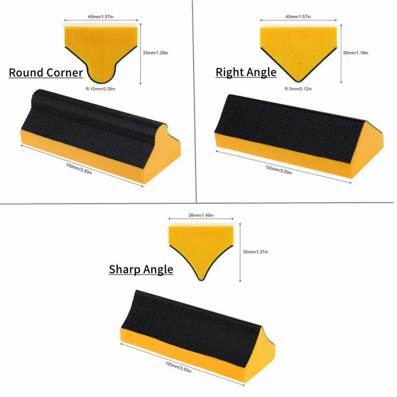 Hand Sanding Block Inner Arc Grinding Block Round Corner Right Angle Contoured Profile Sanding for Sand Wood Furniture woodworking hand tools wood trimming tool
