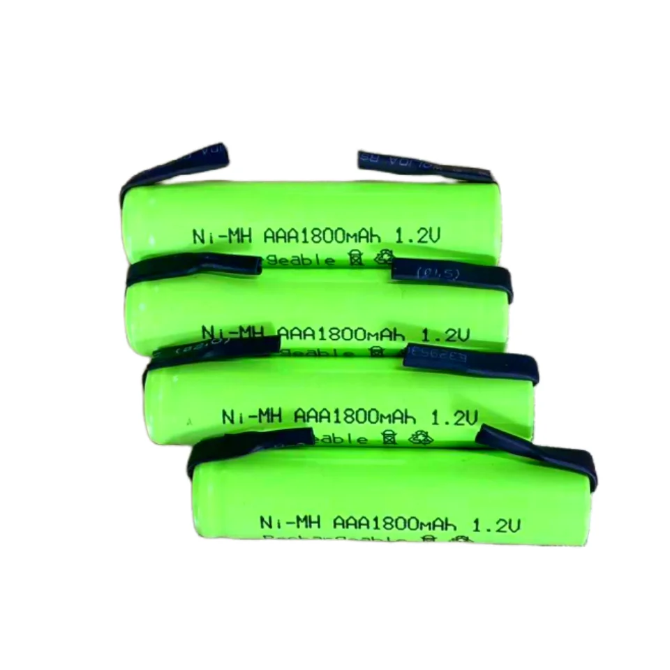 Batterie aste AAA Ni-Mh, 1.2V, 1800mAh, avec languettes ร souder, pour rasoir รฉlectrique Philips Braun, brosse ร dents