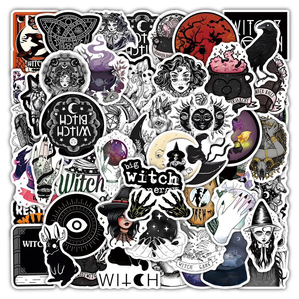 10 30 50pcs gothic horror graffiti stickersuitcases laptop phone guitar water cup skateboard waterproof sticker 10/30/50PCS Horror Gothic Witch Cartoon Stickers DIY Skateboard Guitar Laptop Waterproof Classic Toy Cool Sticker Decal Kid Toy