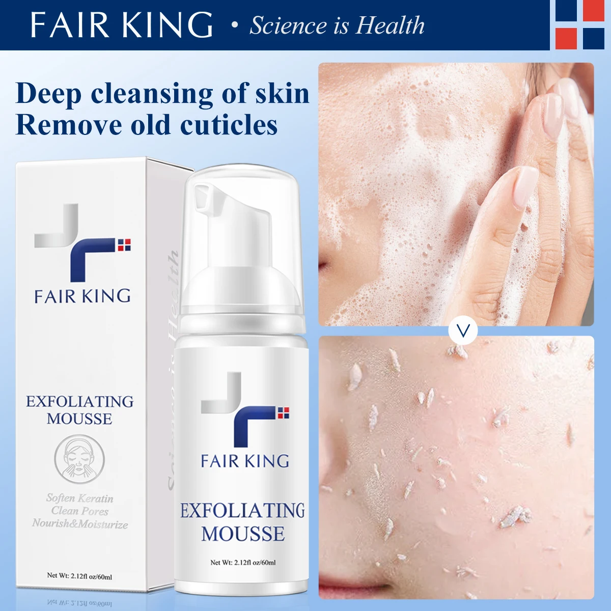 Foaming Exfoliating Mousse Deep Remove Cleaning All Skin Types Wash Face Smooth Moisturizing Skin Exfoliator Unblock Pores 60ML 2