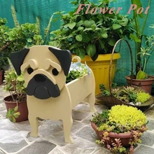 

Pug FlowerPot Succulents Potted Garden Decor Nordic Tabletop Ornament Garden Potted Decoration Animal Pattern Flower Pot