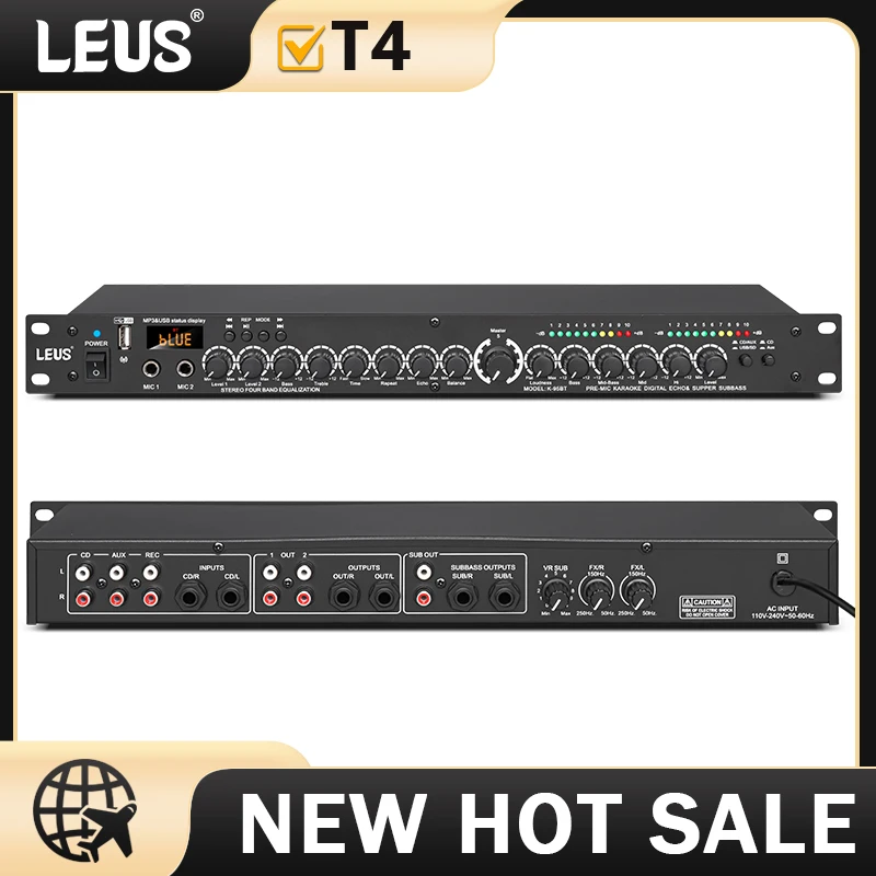 LEUS T4 Professional Digital Reverberation Multi Effect DSP Processor Audio Processor Equalizer audio equalizer audio processor