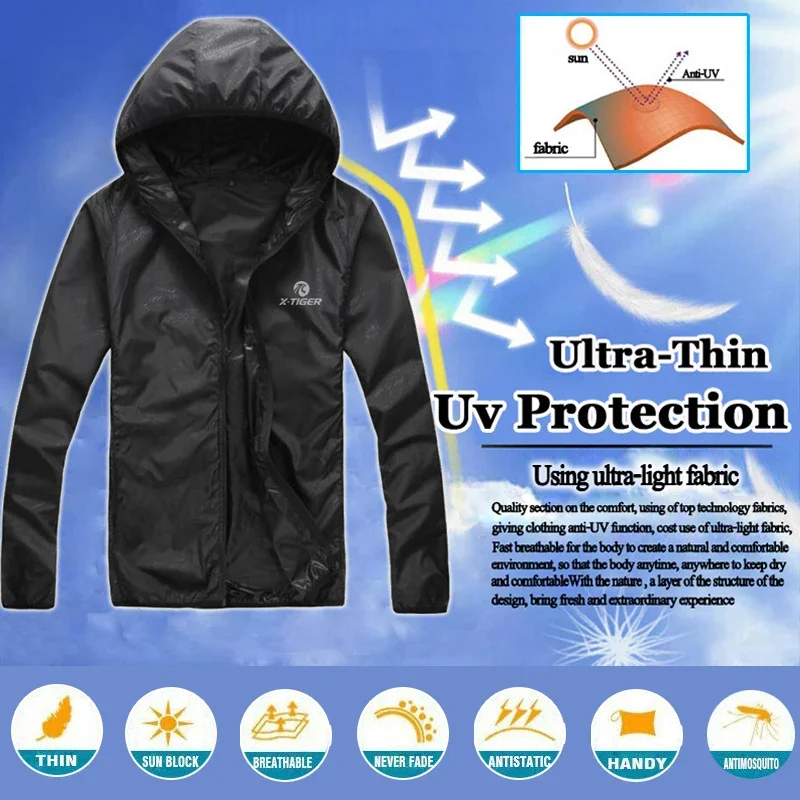 X-TIGER Windproof Reflective Cycling Jacket MTB Bike Bicycle Windcoat Super Light Sunscreen Hiking Jacket Cycling Sports Clothes