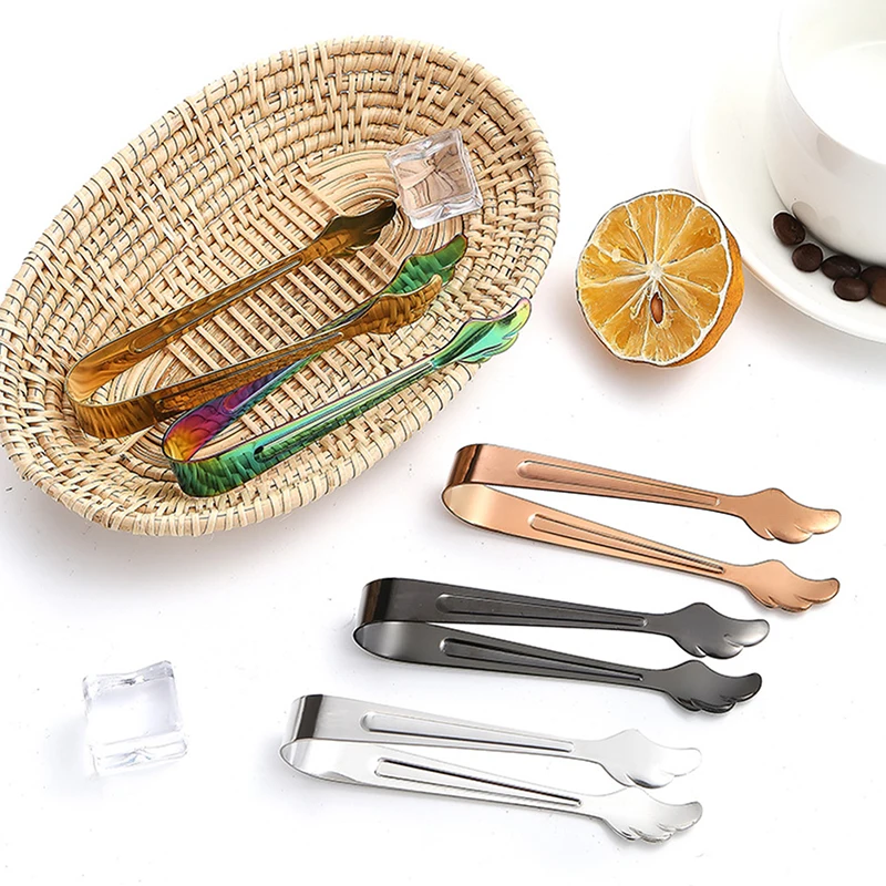 Stainless Steel Ice Cube Clip Sugar Tong Bar Ice-Cube Picker Clamp Coffee Tea Food Serving Tool BBQ Clips Kitchen Accessories