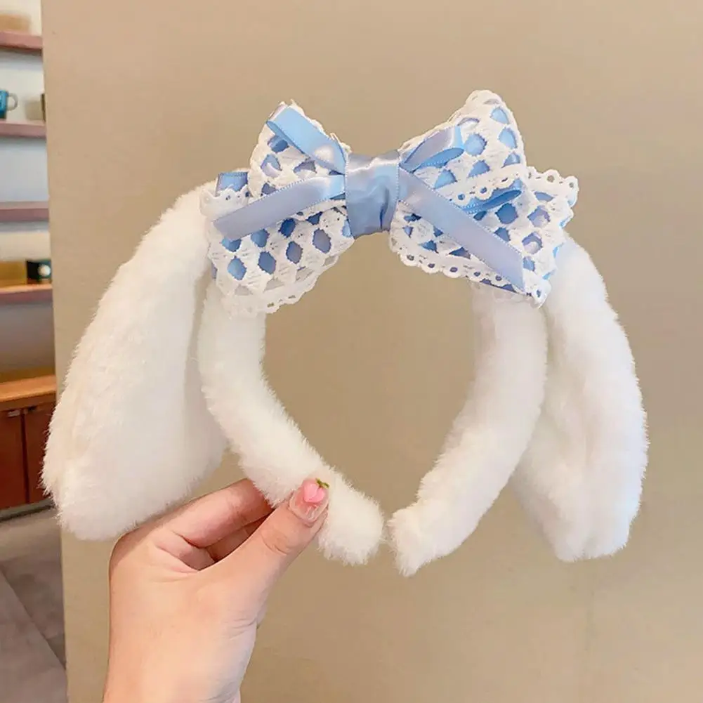 

Hairband for Children Soft Elastic Hairband with Cute Bow Fuzzy Ears for Girls for Cosplay Prom Halloween Outfits for Parties