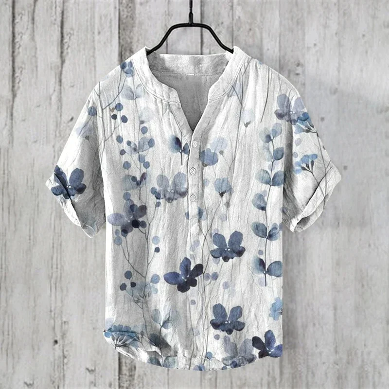 Cute kitten 3D digital printing men's casual shirt 2023 new men's short-sleeved shirt cross-border men's 3-breasted shirt