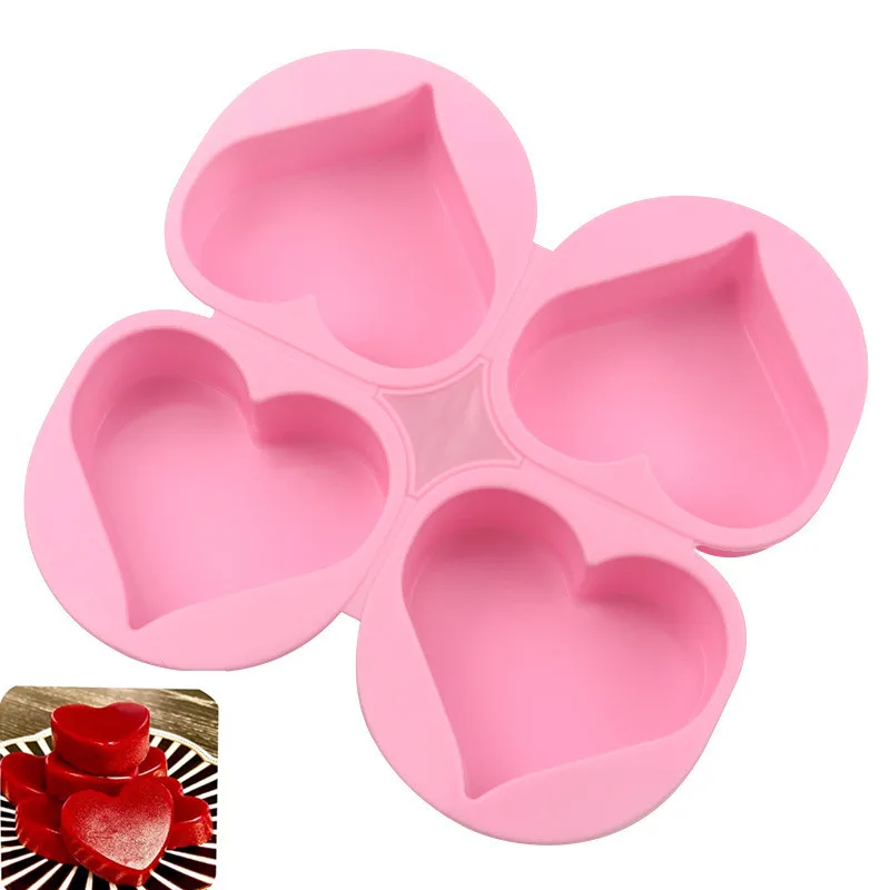 

3D Peach Love Heart Geometric Cake Molds Silicone Cake Molds Muffin Chocolate Cookie Baking Molds for Kitchen Baking Tools