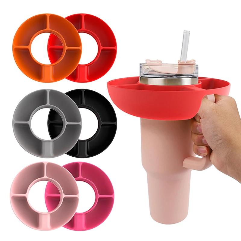 

Snack Bowl For Stanley Tumbler Accessories,Silicone Snack For Stanley Cup 40 Oz,Snack Container,4 Compartment Reusable Snack