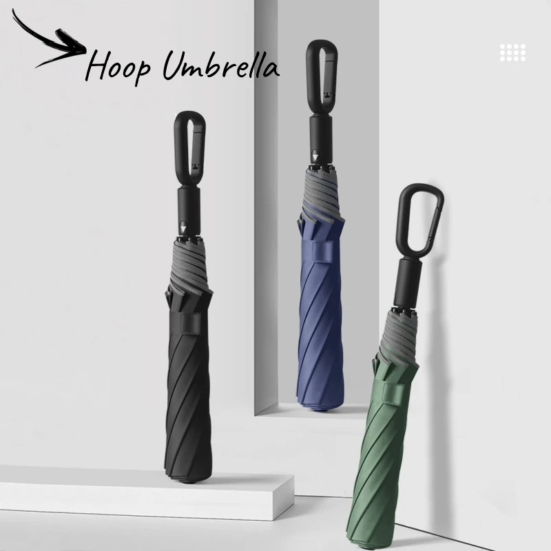 High end two fold loop buckle hook for men's automatic folding oversized Japanese and Korean style umbrellas