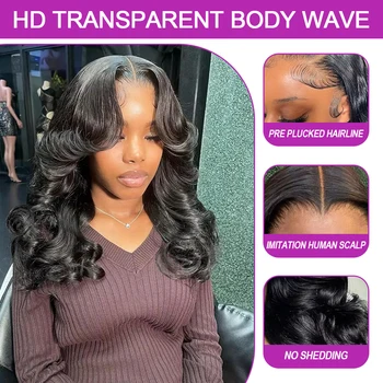Body Wave Short Bob Transparent Lace Front Human Hair Wig