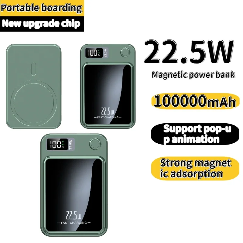 

Wireless magnetic power bank 100000mAh suitable for 8-15 series back clip external battery mobile power supply free shipping