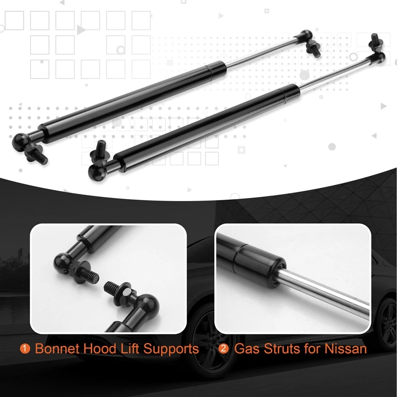 2Pcs Bonnet Hood Lift Supports Shock Gas Struts For Nissan Patrol Y61 Y62 1997- Steel 41Cm