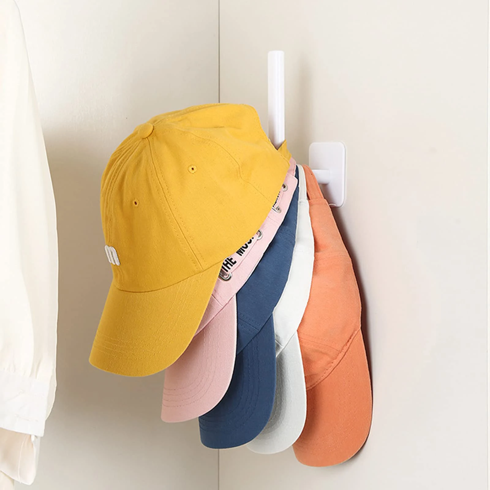 Hat Rack for Baseball Caps Adhesive Hat Hooks for Wall Cap Hanger Storage Cap Organizer No
