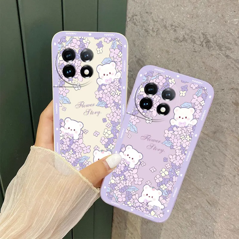 Floral Bear Liquid Silicone Phone Case