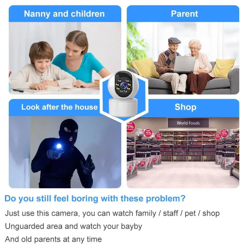 Surveillance camera 2025 4K Rotatable Smart Camera WiFi Controllable Surveillance Auto Tracking 2-way Audio Color Night Vision Monitor Indoor Cam