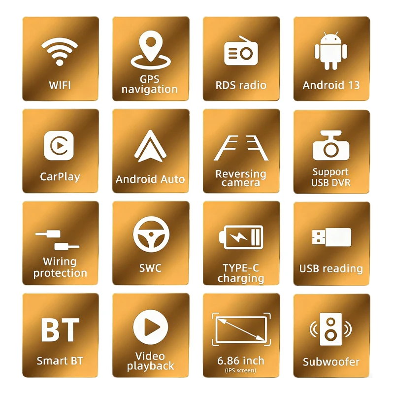 Radio para Auto Android con GPS, CarPlay Inalámbrico, Android Auto, Wifi, Bluetooth, Manos Libres, FM, RDS, USB, Pantalla IPS de 6.86 Pulgadas, Unidad Principal BD6021A 2