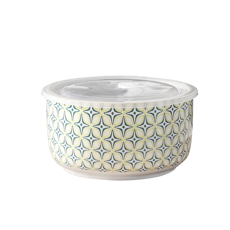 Set di ciotole in ceramica con coperchi: ciotole da portata con coperchi per microonde, ciotole da cucina da 12,7 cm per pranzo, picnic, contenitori