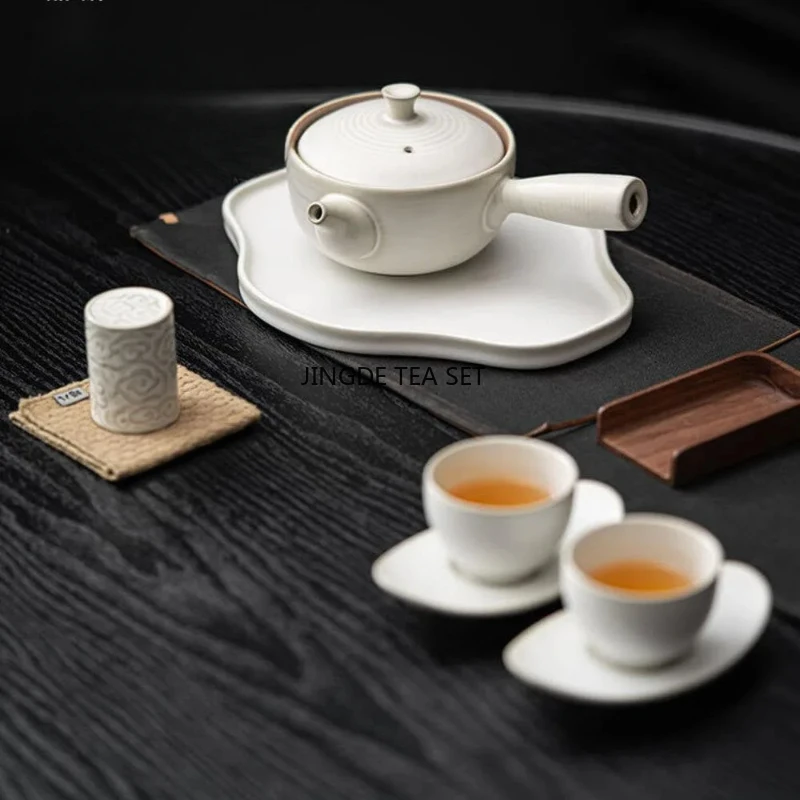 200ml Creative White Ceramic Side Handle Coarse Teapot with Filter for Home Tea Making Kung Fu Tea Set