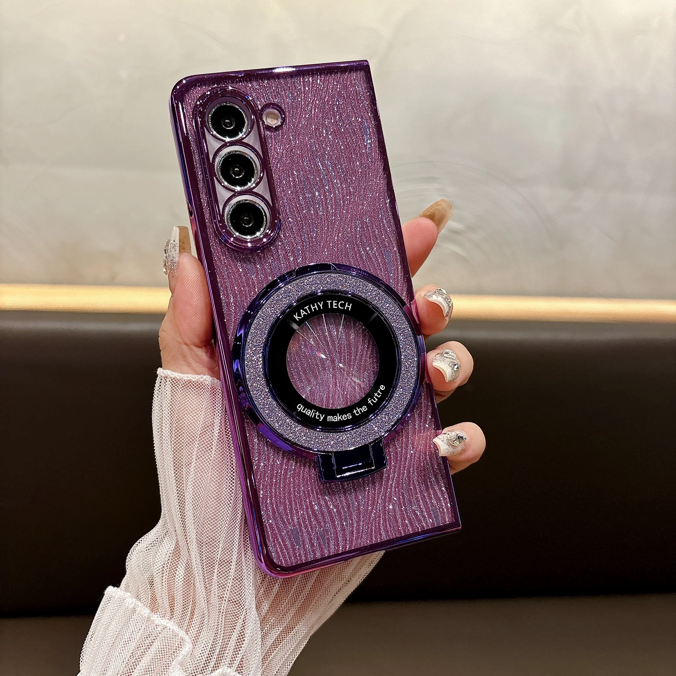 Luxury Ring Electroplate Sparkling Magnetic Shockproof Phone Case