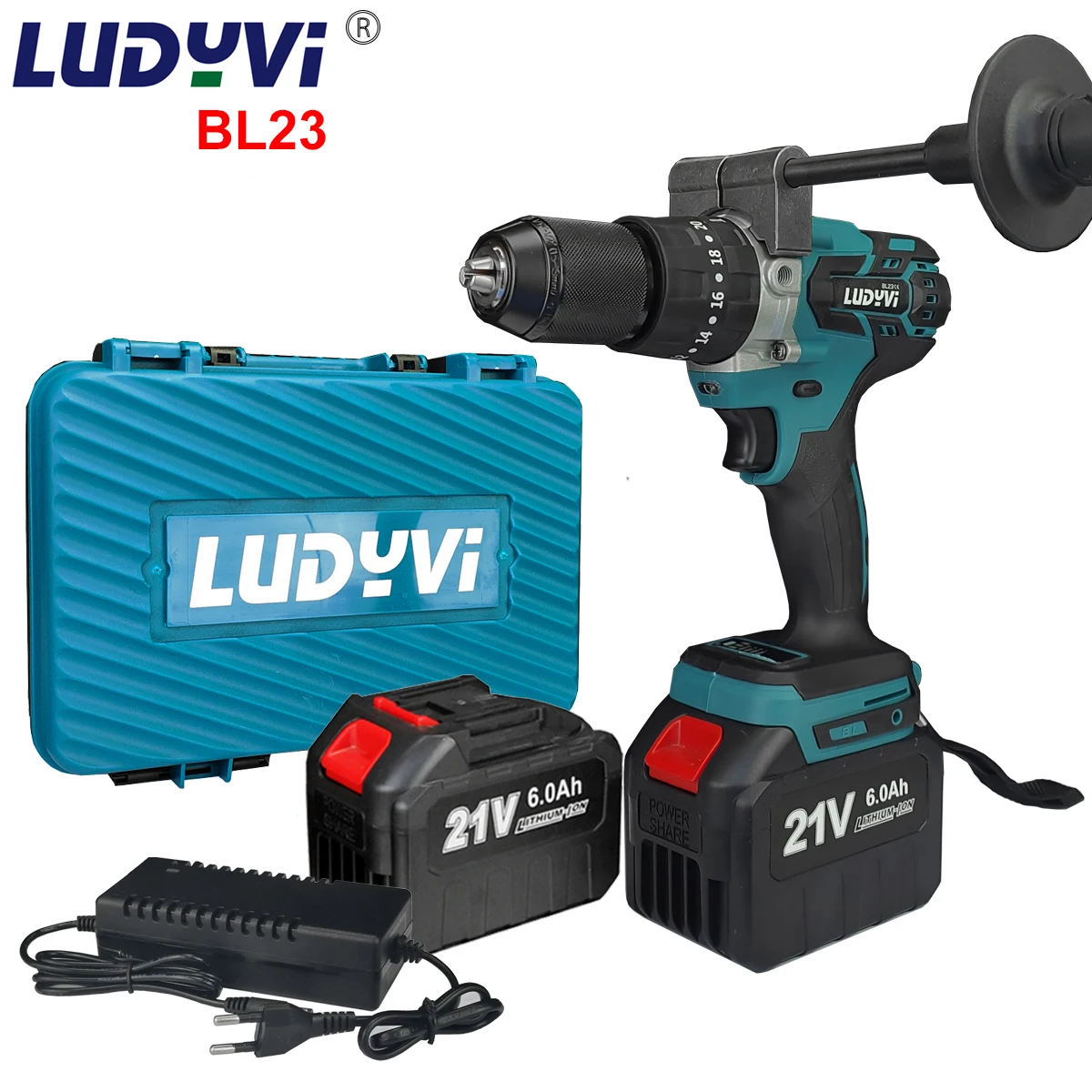 21V Brushless Electric Drill Powerful  120N.M 13mm Impact Cordless Drill Drillable Ice Power Tool  For Ice Fishing