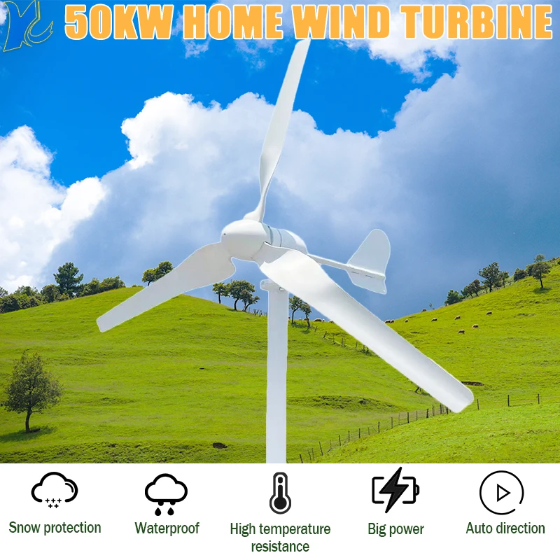 50KW แกนแนวนอน WIND Power Turbine 20KW ลมเครื่องกําเนิดไฟฟ้าสําหรับ Home Farm 50000W 12V 24V 48V 96V Windmill สําหรับ Off On Grid System 1