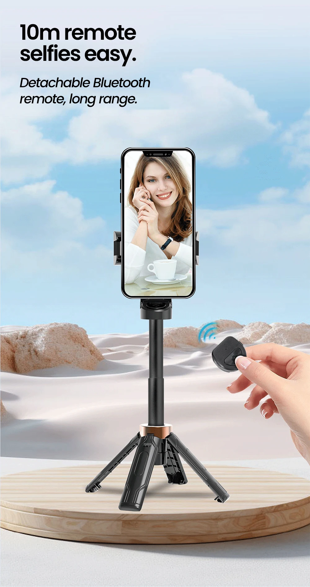 Draadloze Bluetooth selfiestick, mini-statief, uitschuifbare monopod, afstandsbediening voor iPhone, Samsung en Xiaomi._voghion.com
