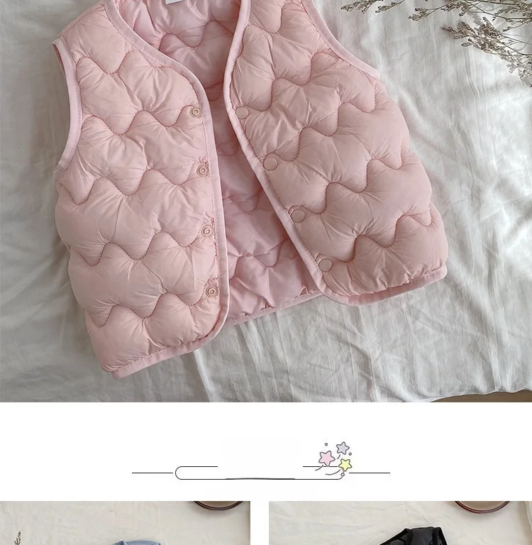 2026 Herbst Winter Kinder Gesteppte Pufferweste Einfarbig Leichtgewichtig Warm Farbenfrohe Oberbekleidung 2-8 Jahre Kinderkleidung – Detail 14