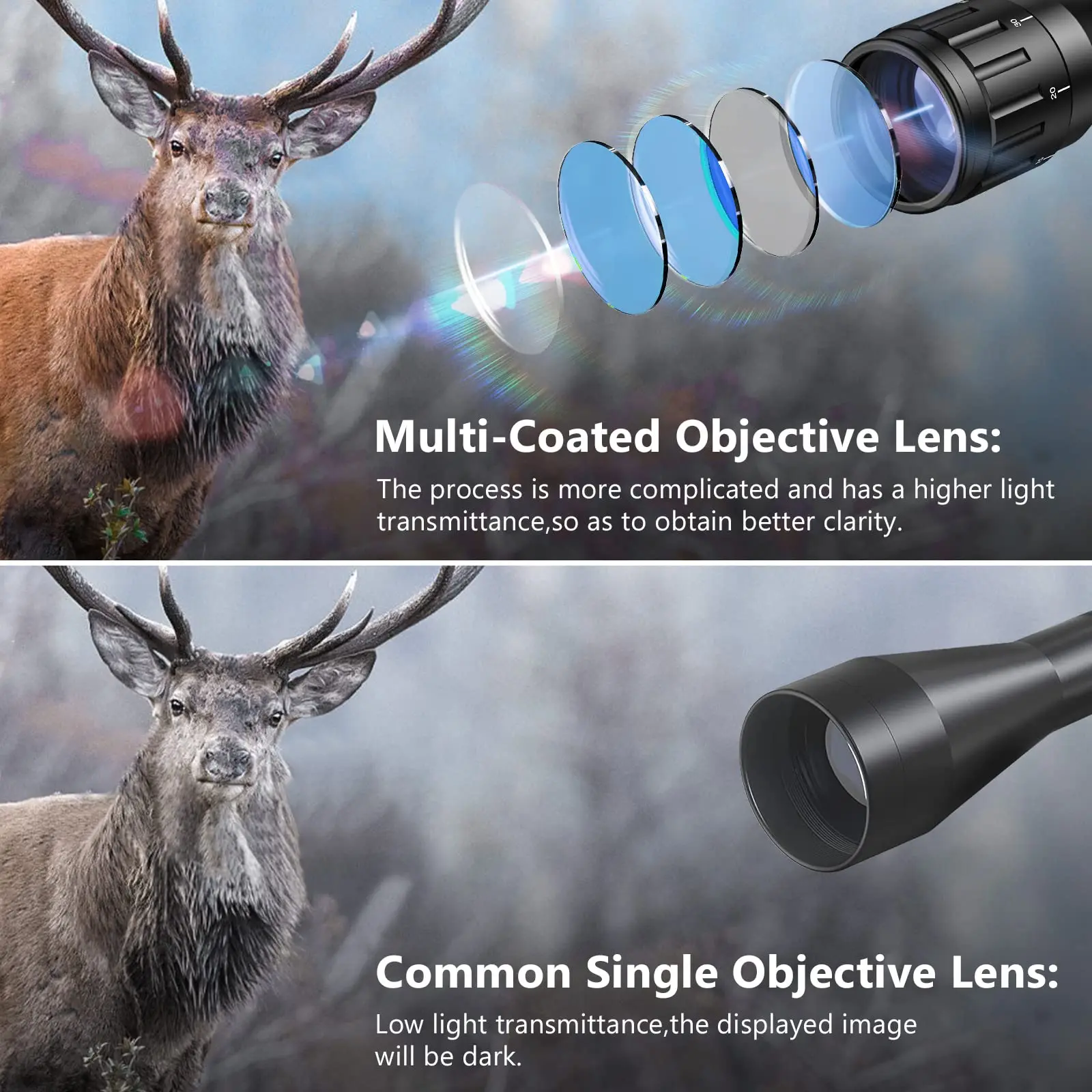 MidTen 4-16x50 AO Tactical Rifle Scope Dual Illuminated Rangefinder Optics 4 Holographic Reticle Red Dot Laser Sight