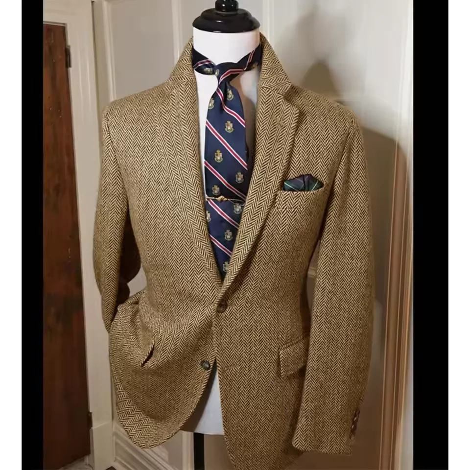 Blazer Homme Chevrons – Veste Décontractée Slim Confortable à Col – Manteau Sportif Respirant pour Affaires et Mariages