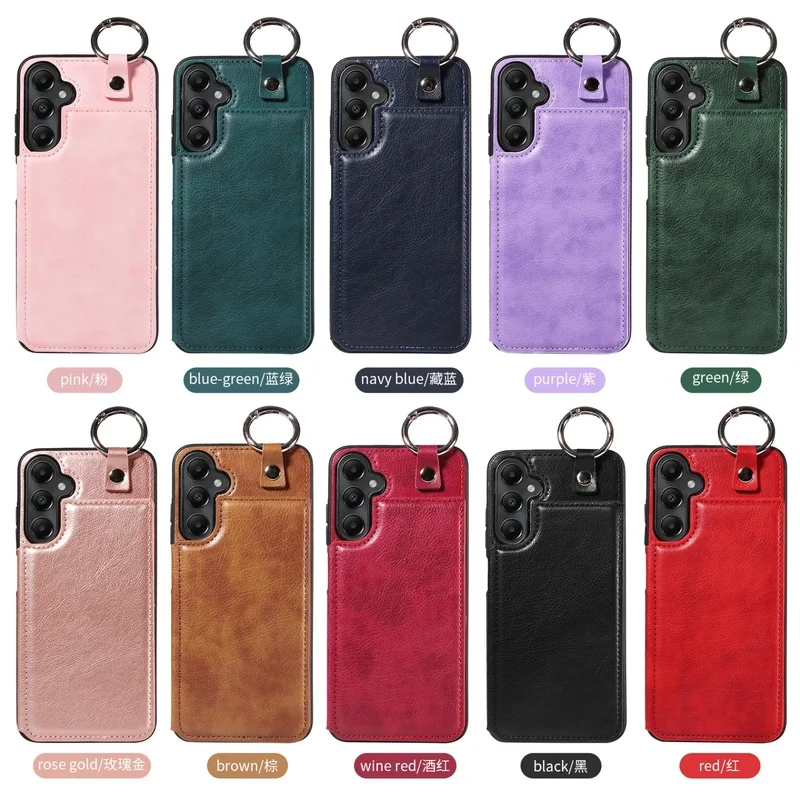 Leather Wallet Phone Case with Ring Holder & Card Slot - Shockproof Cover