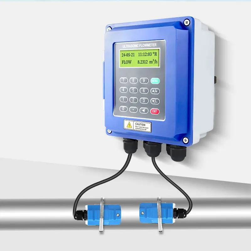 RS485 4~20mA LCD Digital Portable Clamp On Ultrasonic Flow Meter Manufacturers Stainless Steel Pipes Ultrasonic Flowmeter